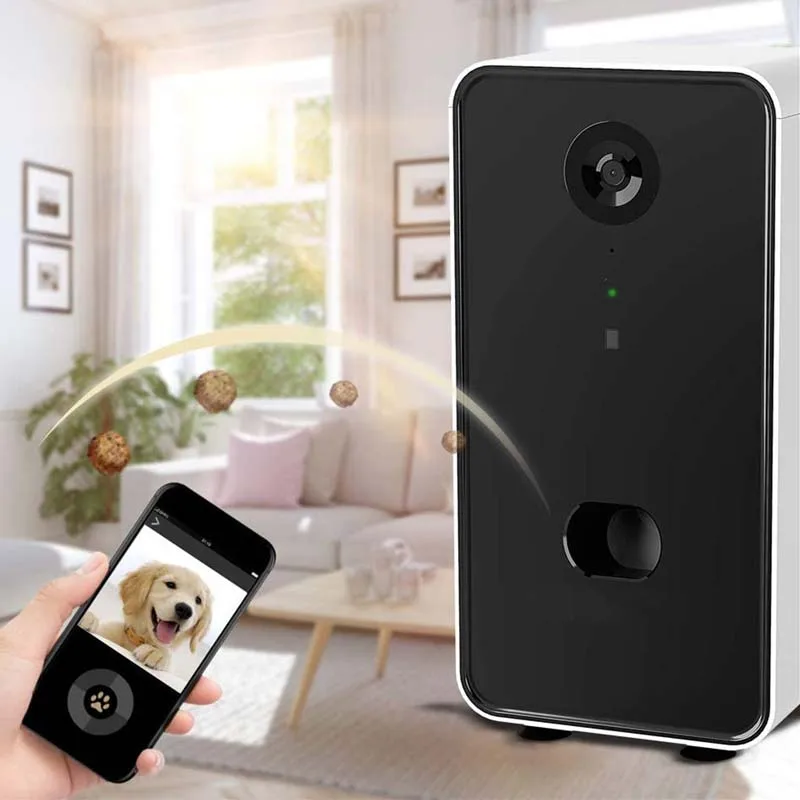 

Dog Camera Treat Dispenser Automatic Pet Feeder WiFi Remote Pet Camera with Two-Way Audio and Night Vision Compatible