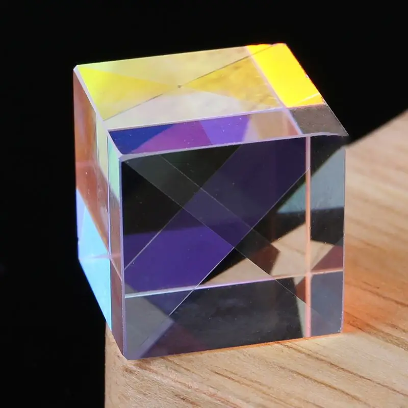 

Colorful Combiner Splitter Cross Dichroic Cube RGB Prism Optical Glass Triangular Prism for Teaching Light Spectrum Physics 20mm