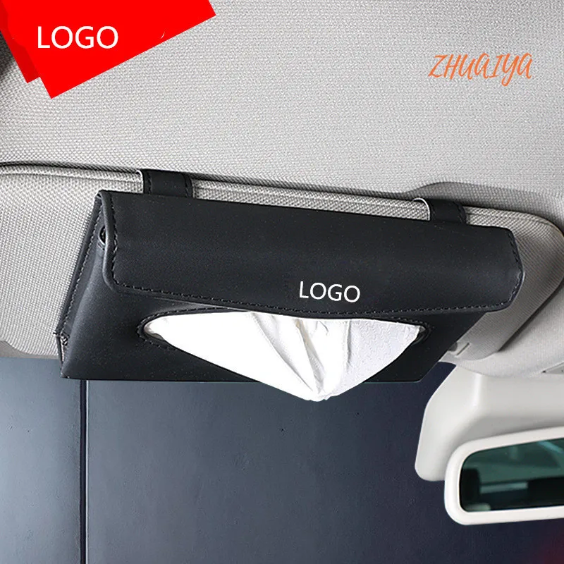 1set Universal Car Sun Visor Tissue Box Holder PU Leather Cover Case Accessories For Nissan logo Qashqai J10 J11 |