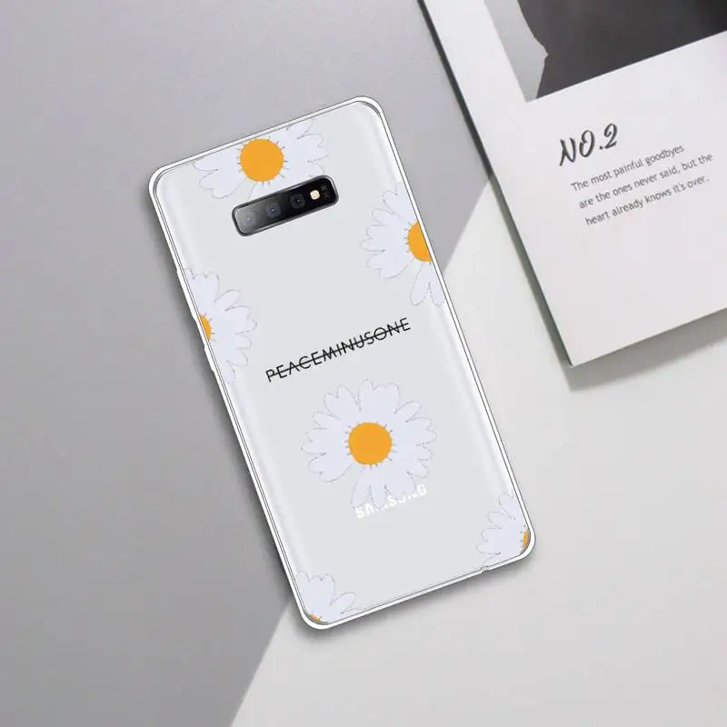 

Black White Flower Daisy Phone Case Transparent For Samsung Galaxy A 71 21s S note 8 9 10 plus 20 ultra