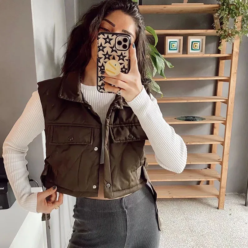 Women Parkas Vest Women Cotton Padded Coats Jackets Sleeveless Short Coats Jackets Winter Parkas