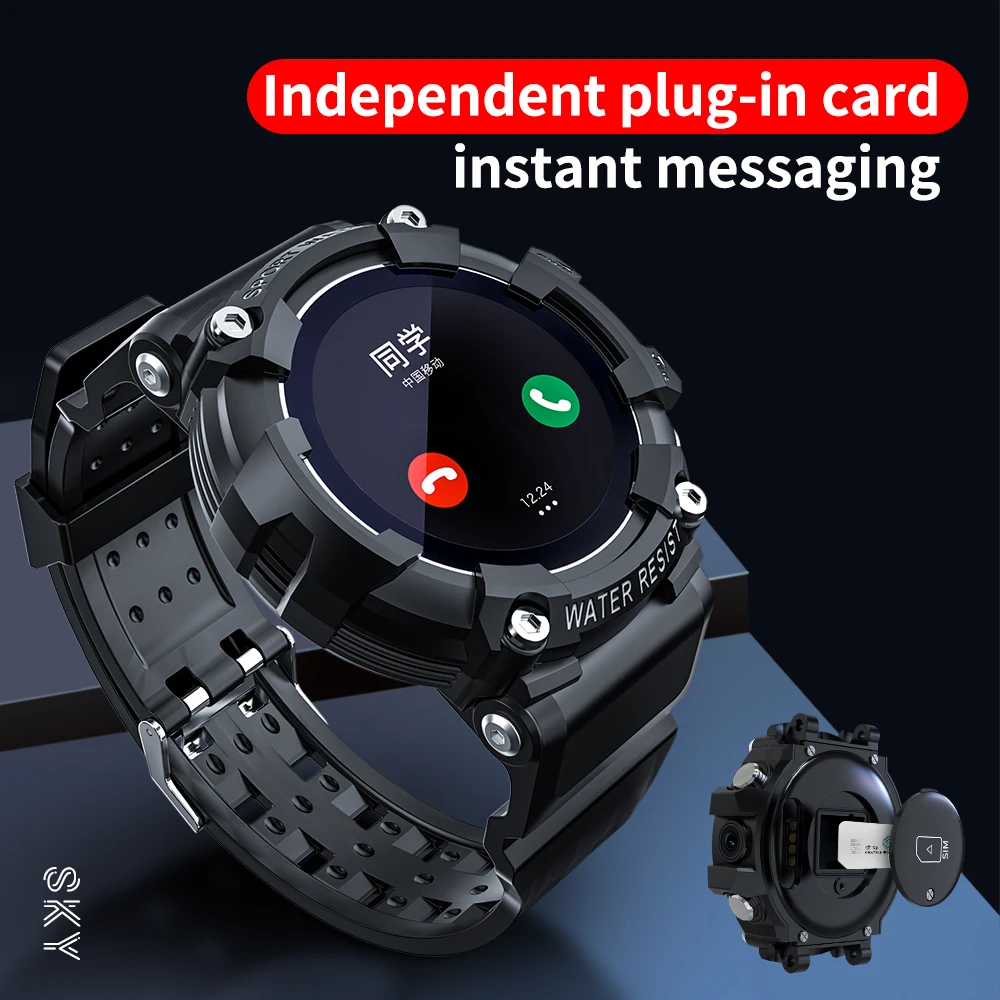 Roruite 2021 SKY Smart Watch phone Fitness 4G Smartwatch Man's Camera Video Clock Information Reminder Sport SOS Global Version