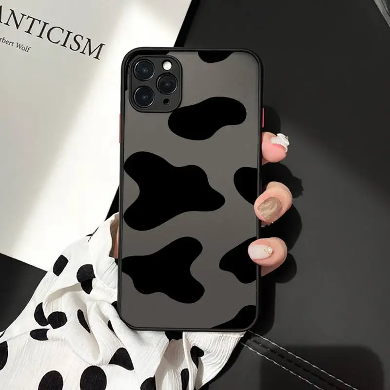 

cow Phone Cases matte transparent For iphone 7 8 11 12 plus mini x xs xr pro max cover