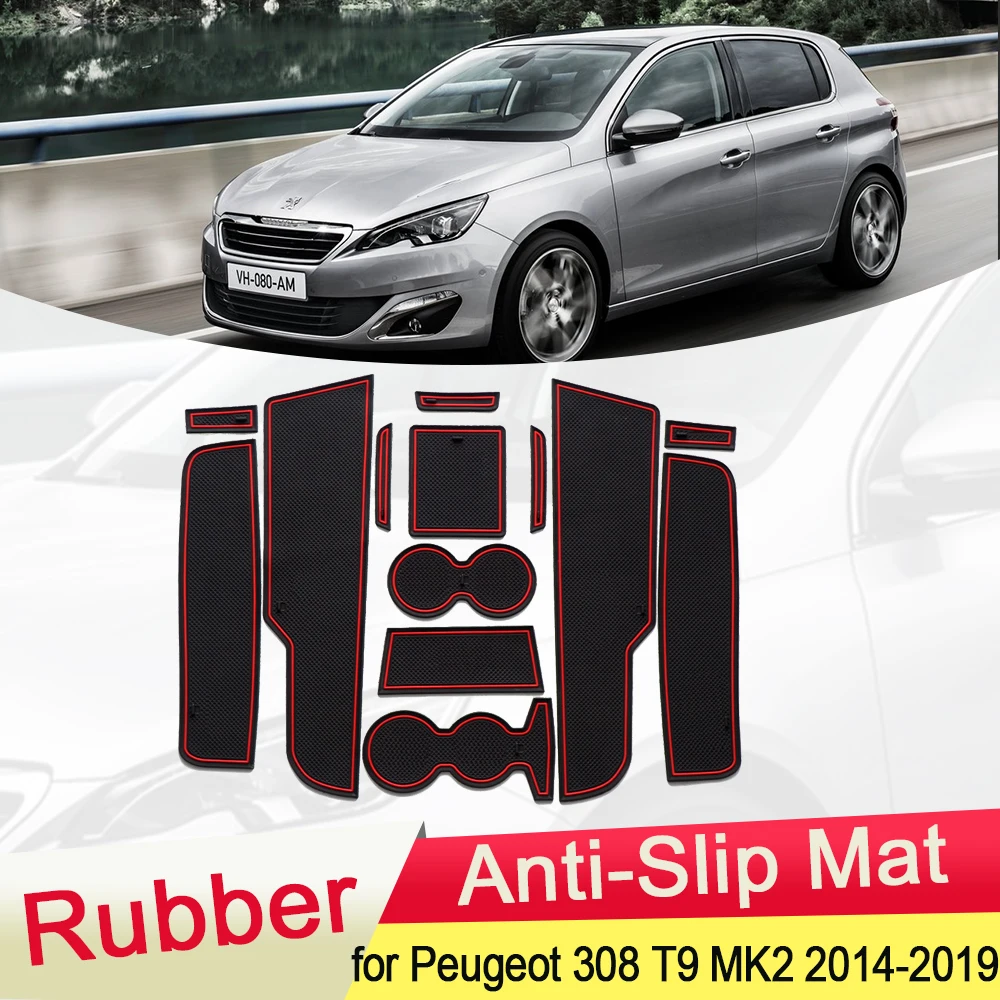 Для Peugeot 308 T9 MK2 2014 ~ 2019 резиновый противоскользящий коврик для двери паз