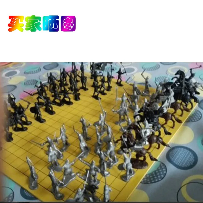 

Factory direct sales of medieval military war ancient soldiers sword shield soldiers toy model sand tray 60 sets.