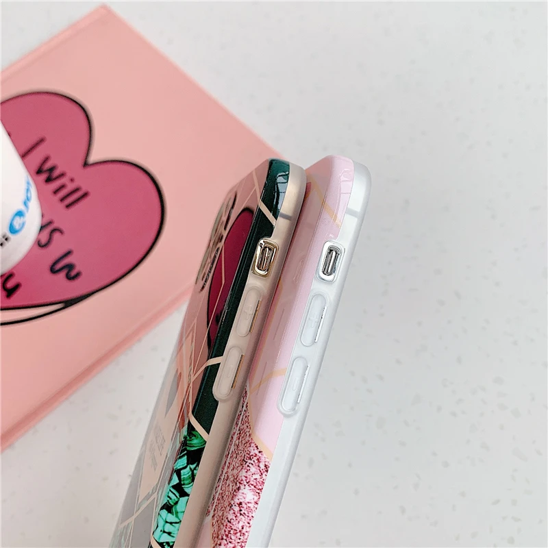 

New hot-selling love stitching marble pattern for iPhone12 Apple 11/12 Pro/SE silicone fine hole protective cover