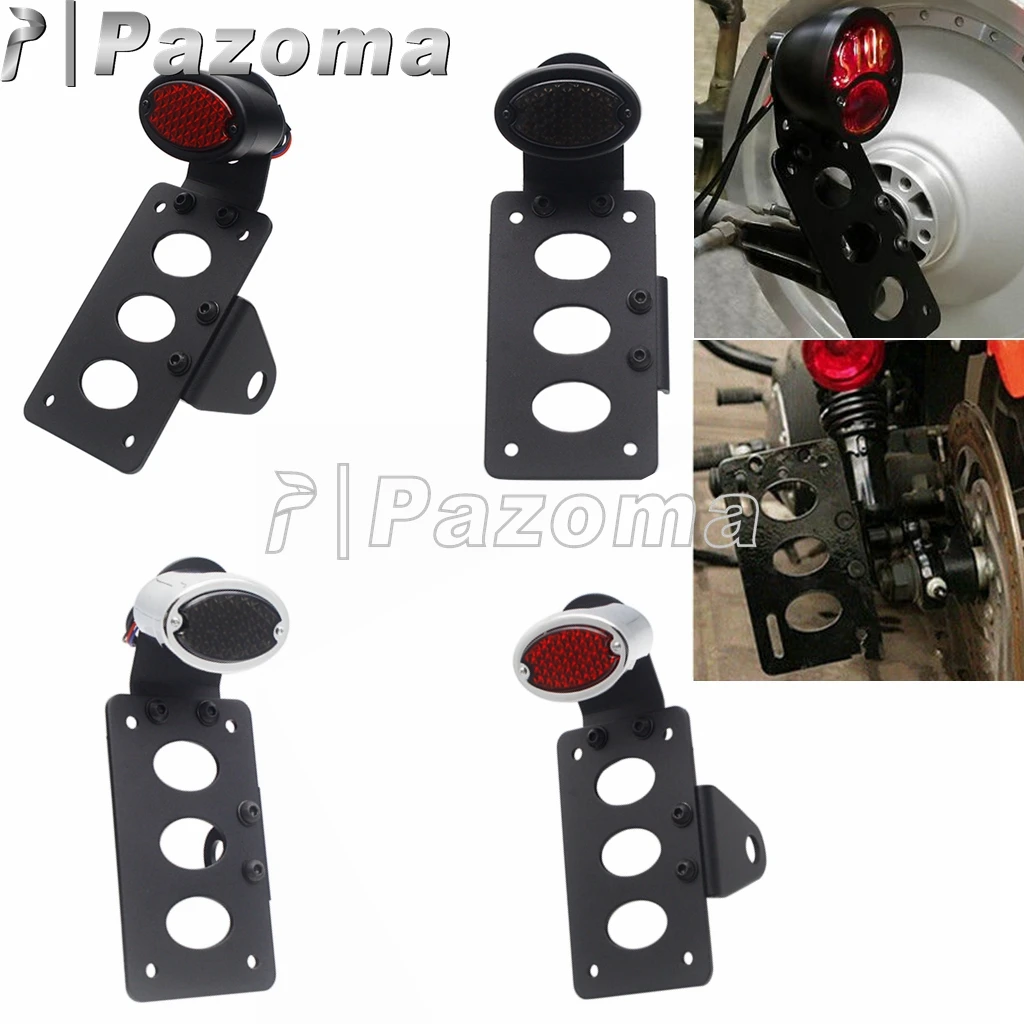 

Universal Motorcycle Tailight Stop LED Tail Light For Harley Chopper Cruiser Cafe Racer Axle Mount License Plate Light Bracket