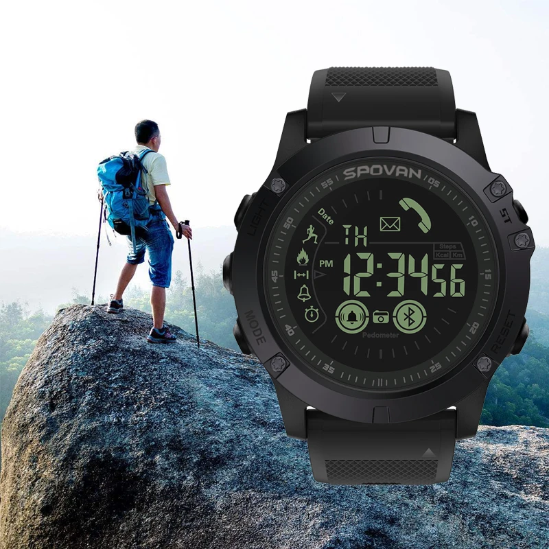 SPOVAN Bluetooth спортивные часы Счетчик калорий смарт военный секундомер шаг трекер