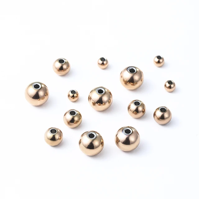 rose gold Золотой 3/4/5/6/8 мм Нержавеющая сталь бусинки круглые металлические круглые бусины для изготовления ювелирных изделий браслет ювелирных изделий DIY аксессуары выводов - Цвет: rose gold
