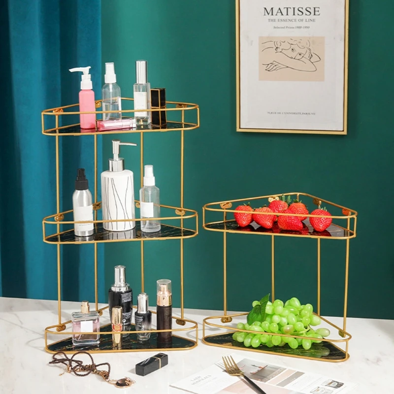 

Luxury Metal Storage Shelf Rack Double Layer Cosmetic Earring Necklace Organizer 94PF