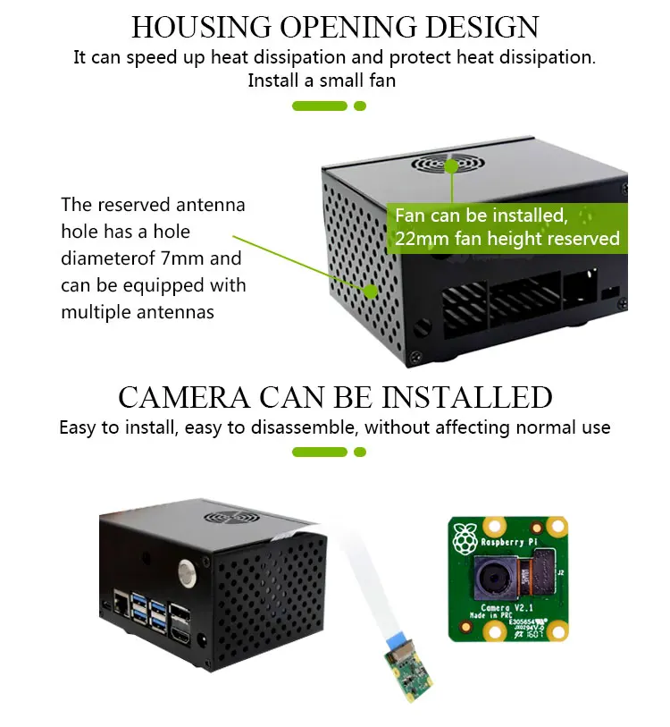 Nvidia Jetson Nano металлический корпус черный N100 с выключателем питания сброс кнопки отверстие антенны