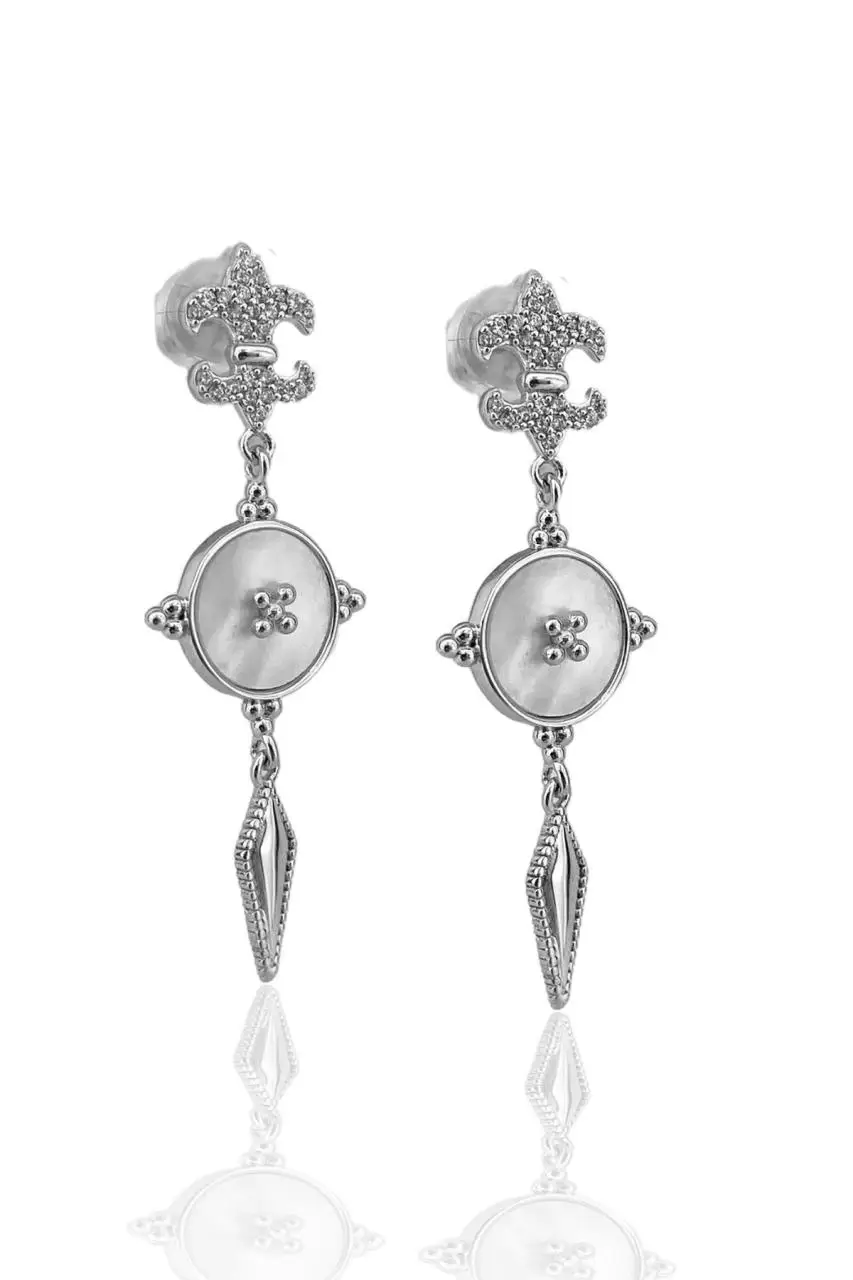 

Italian Dream Catcher Feather Pearl 925 Silver Earrings