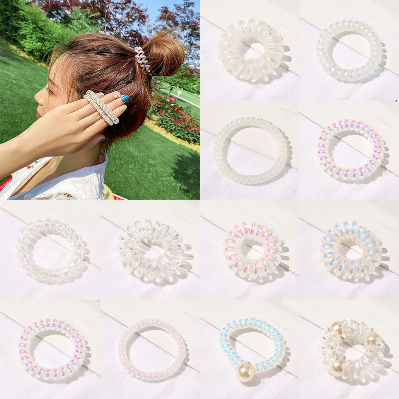

1Pcs Women Fashion Hair Ties Rubber Bands Telephone Line Hair Ring Seamless Frosted Elastic Hair Bands Ponytail Hair Accessories