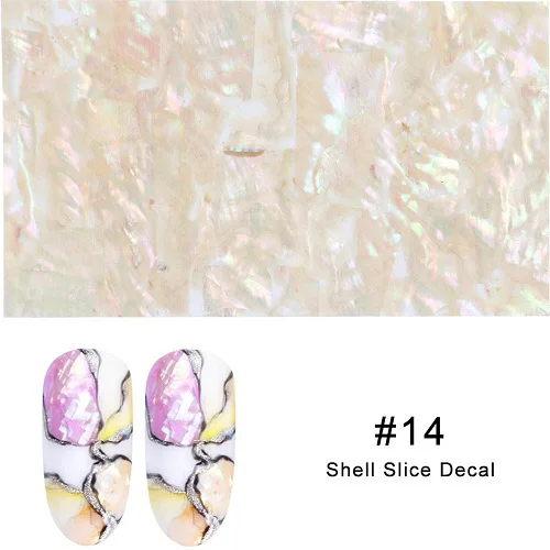 14 1Pc 3D Pearl Nails Polish Foils Glimmer Abalone Shell Pattern Nail Stickers Wraps Marble Mermaid DIY Nail Art Decoration - Цвет: 14