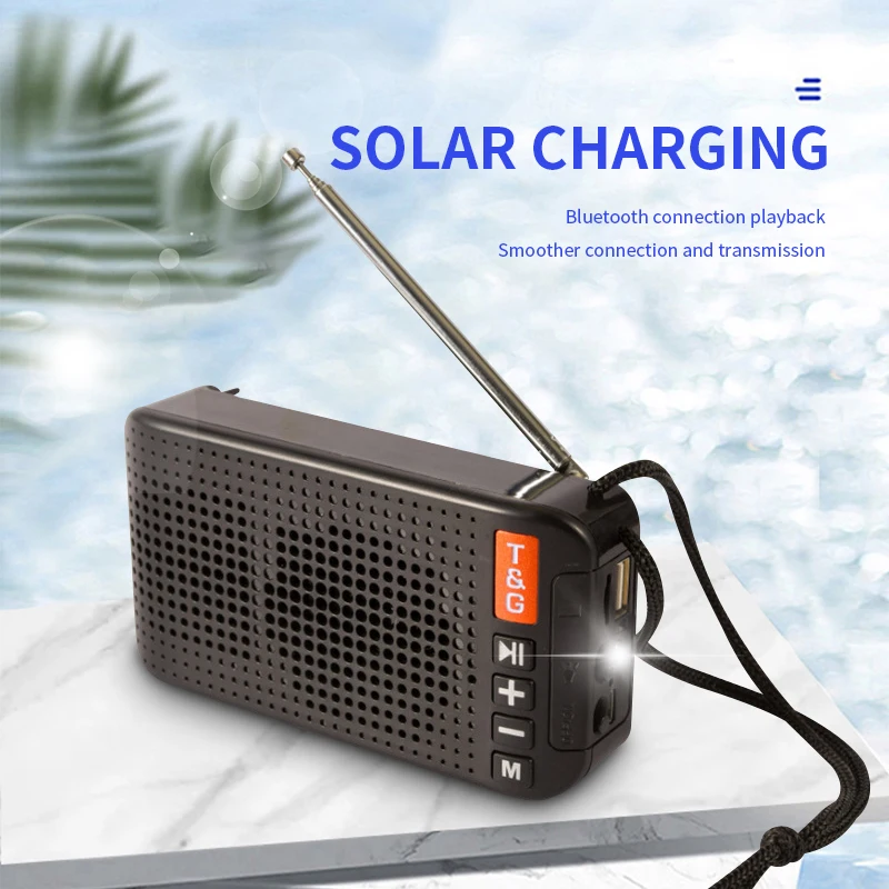 

TG184 6 Color Wireless Bluetooth Speaker Solar USB Charging LED Flashlight Outdoor Light External Speaker Small Stereo FM Radio