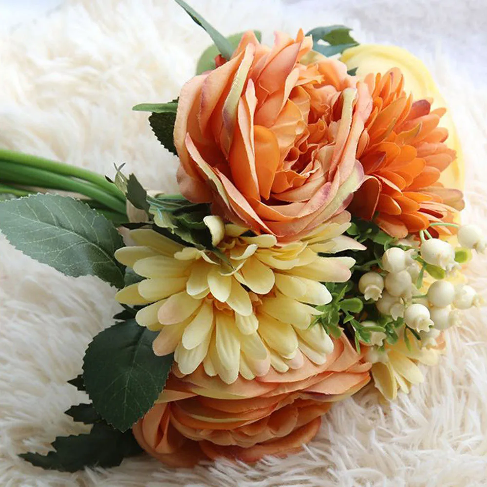 Букет Гербера и пиона 4 больших цветка некоторые ягоды искусственный цветок