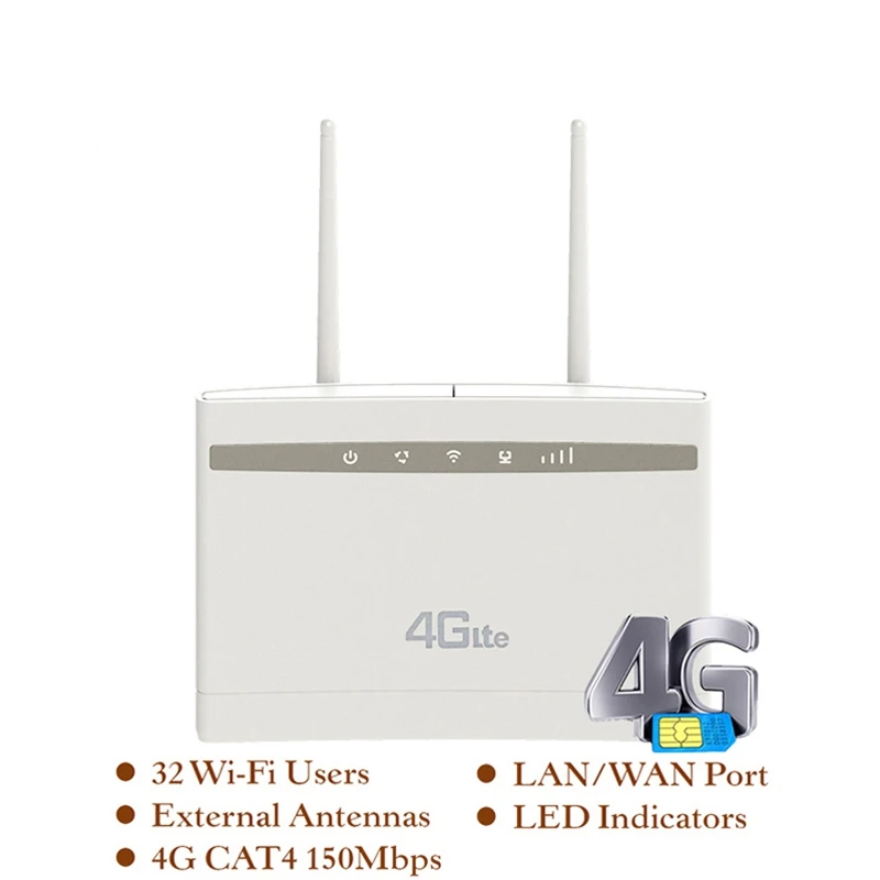 4G LTE маршрутизатор 150 Мбит/с CPE Wifi репитер модем Широкополосный со слотом для SIM
