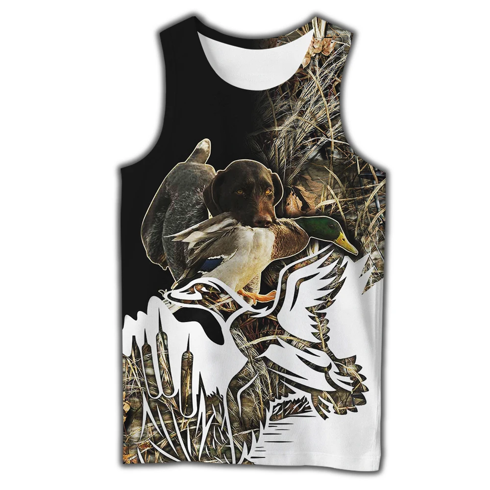 Красивый мужской жилет с 3D рисунком животных утки охоты летняя футболка без