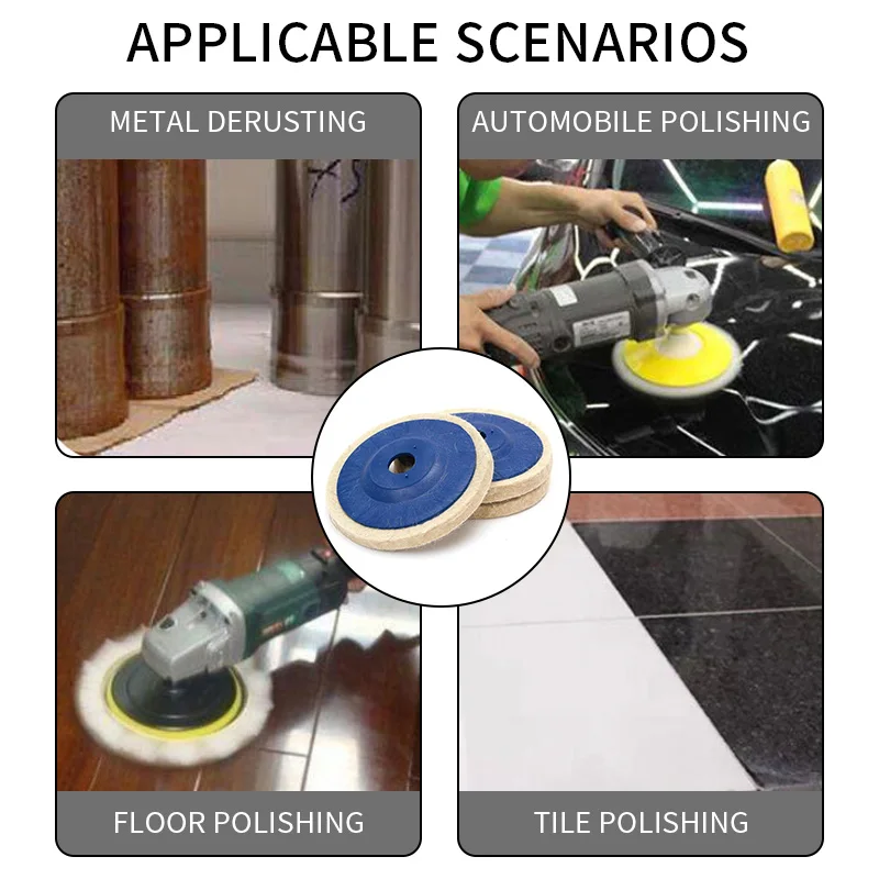 

1PC 4 Inch 100mm Wool Polishing Wheel Buffing Pads Angle Grinder Wheel Felt Polishing Disc for Metal Marble Glass Ceramics