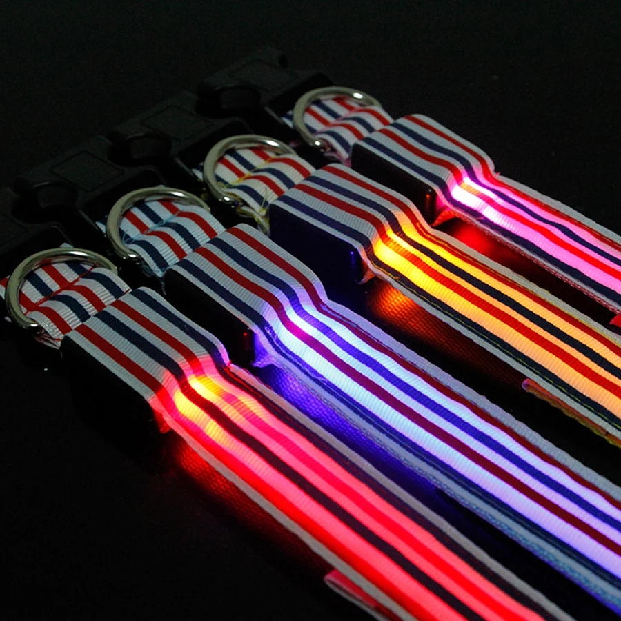 Светодиодный светильник ошейник для собак нейлоновый поводок бегущая цепь