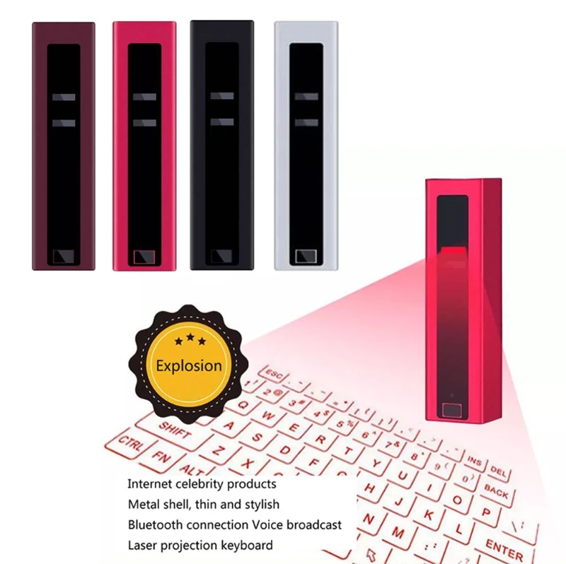 

Wireless Bluetooth-compatible Voice Transmission Virtual L aser Keyboard Projection with Mouse Function for Laptop