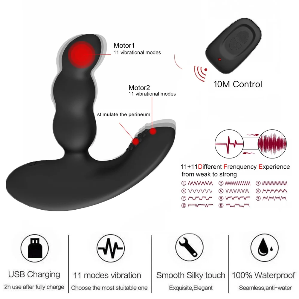 LEVETT Prostate Massager Vibrator Ass Sex Toys For Men Silicone Anal Plug Gay Male Beads Vibrating Butt Adult Masturbator | Красота и