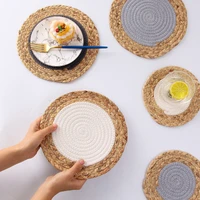 japanese straw cotton cord double eat mat durable insulation pad hand woven doily pan kitchen table mats