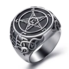 Кольцо Elfasio мужское из нержавеющей стали, пятиконечная звезда, якорь, коза, сера, левиазан, крест, сатана, демон, дьявол, символ, размер 8-13