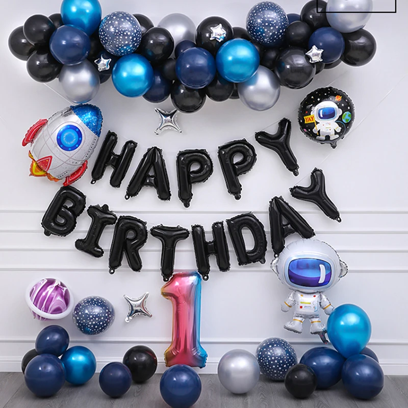Воздушные шары в виде ракеты космоса астронавта галактики тематическая