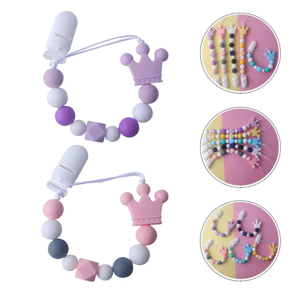 

2pcs Infant Pacifier Clip Silicone Teething Chain Teething Toys Supply