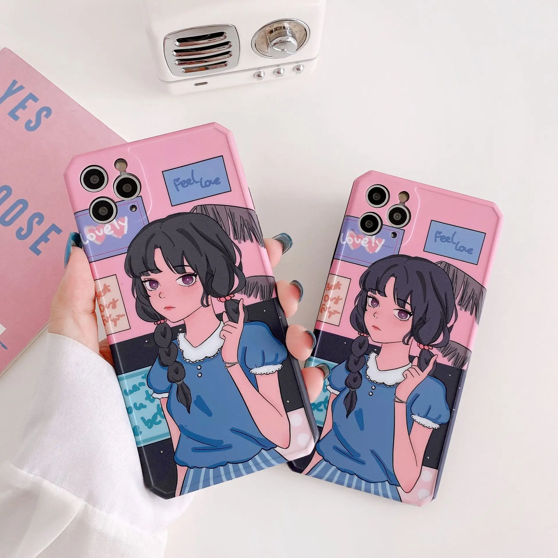 

Sweet school uniform girls japanese kawaii Phone case For iPhone 11 Pro Max case Cute cover For iPhone XS XR X 7 Plus 7Plus Case