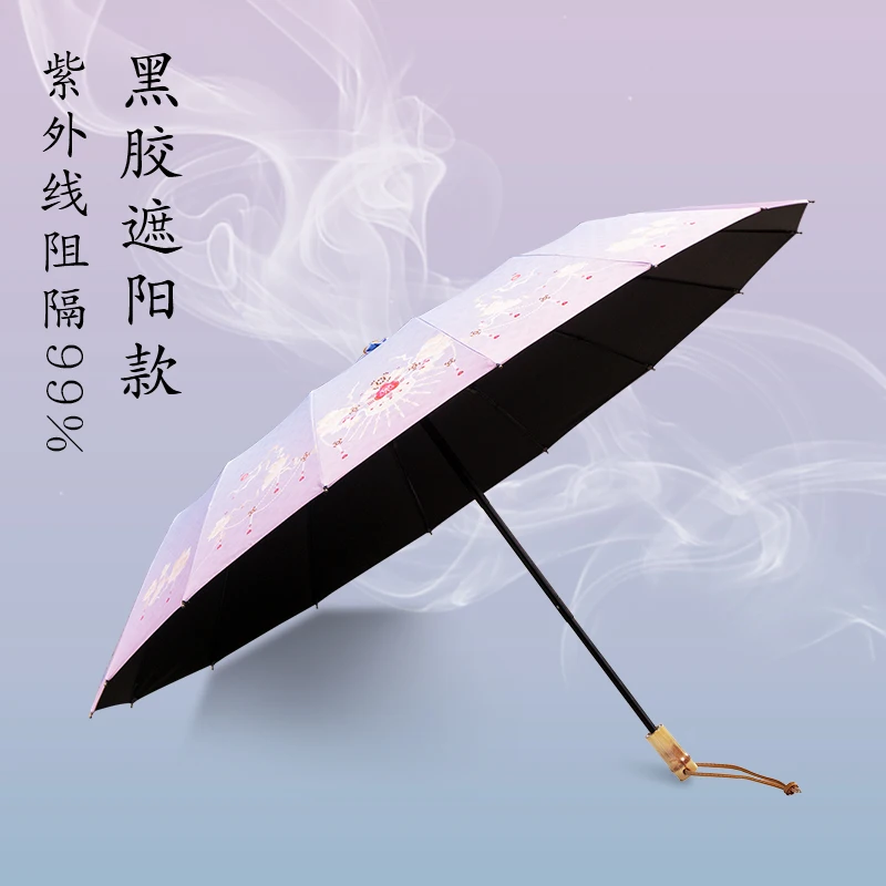 Большой китайский роскошный зонт винтажный женский с защитой от солнца УФ лучей