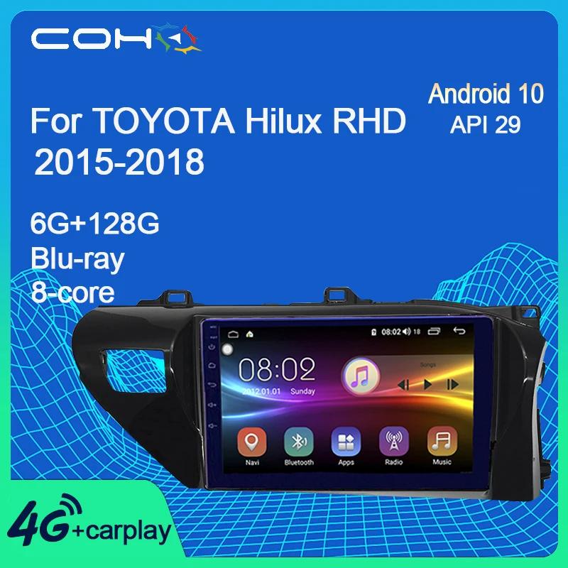COHO для Toyota Hilux RHD 2015 2018 радио Автомобильный мультимедийный плеер стерео Android 10 Octa