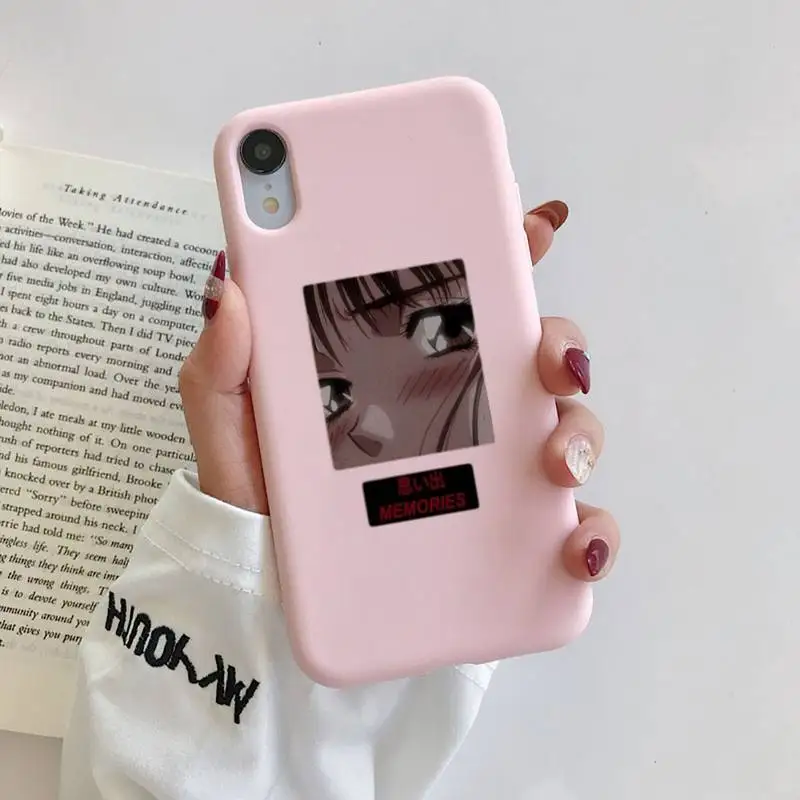 

Sad Japanese Anime Aesthetic Original Liquid Silicone Phone Case For iphone 11 Pro Max X XS Max XR For iPhone 7 8 6 6S Plus