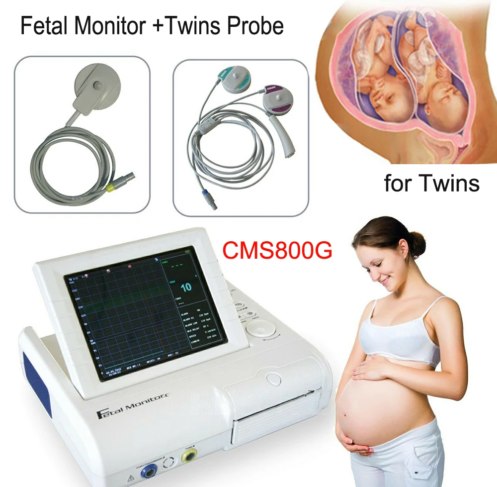 

CMS800G Ultrasound Fetal Monitor Fetal Doppler Device Fetal Movement CTG Fetal Monitor FHR TOCO Transducer Twins Probe