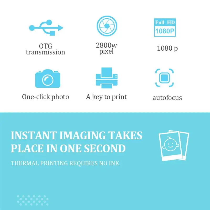

Instant Print HD 1080P Children Camera Dual Lens Cartoon Selfie Camera For Children Christmas Birthday Gift With 3 Print Paper