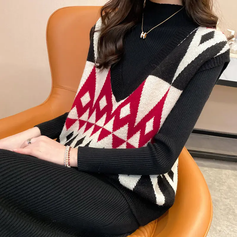 Женский свитер жилет на весну и осень корейский милый свободный однобортный Топ