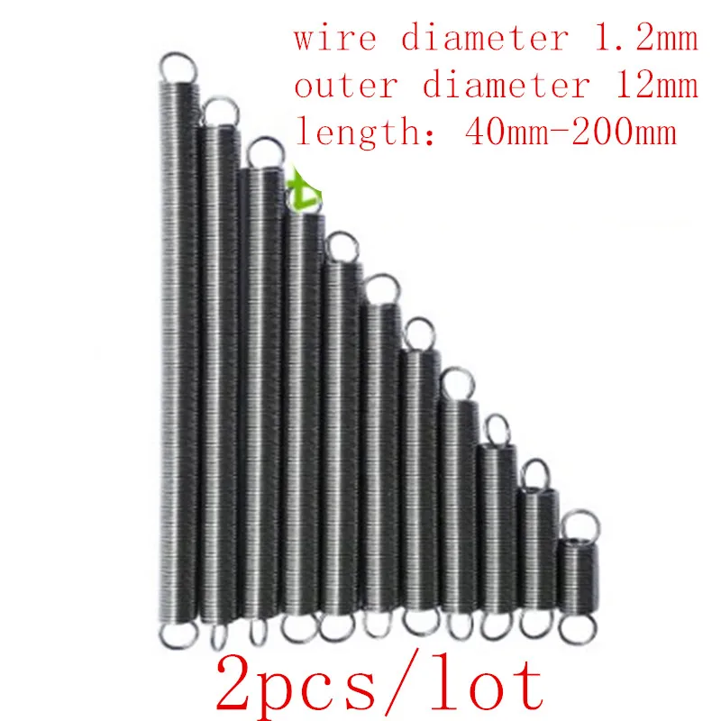 

2pc wire 1.2mm outer diameter 12mm Dual Hook Long Expansion Tension Spring Hardware Accessories 304 Stainless length 60mm-150mm