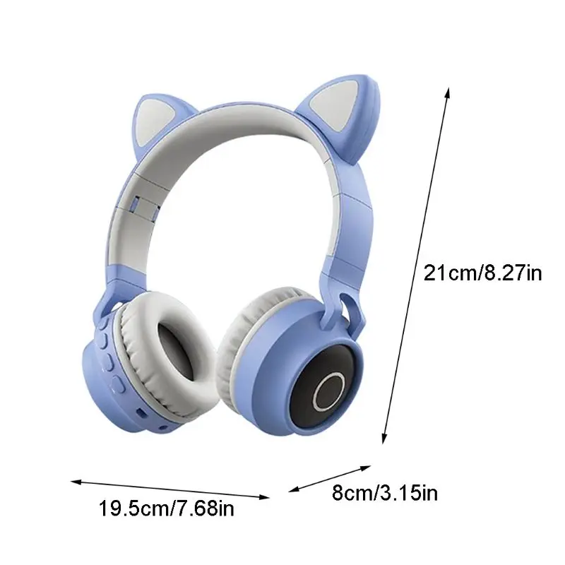 Складные Наушники с кошачьими ушками беспроводные музыкальные наушники BT со