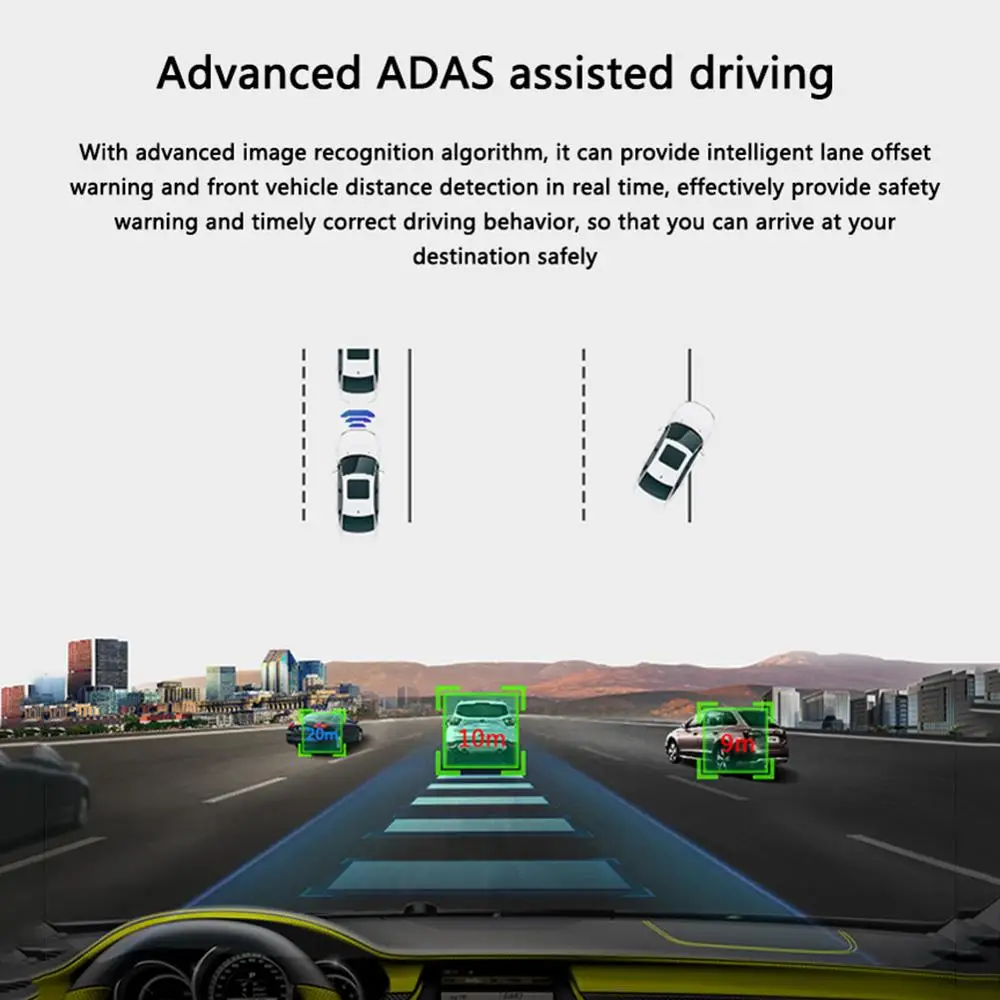 

Dash Cam Front and Rear Camera for Cars 720P@30fps 270 Wide Angle with Night Vision Loop Recording ADAS Parking Monitor