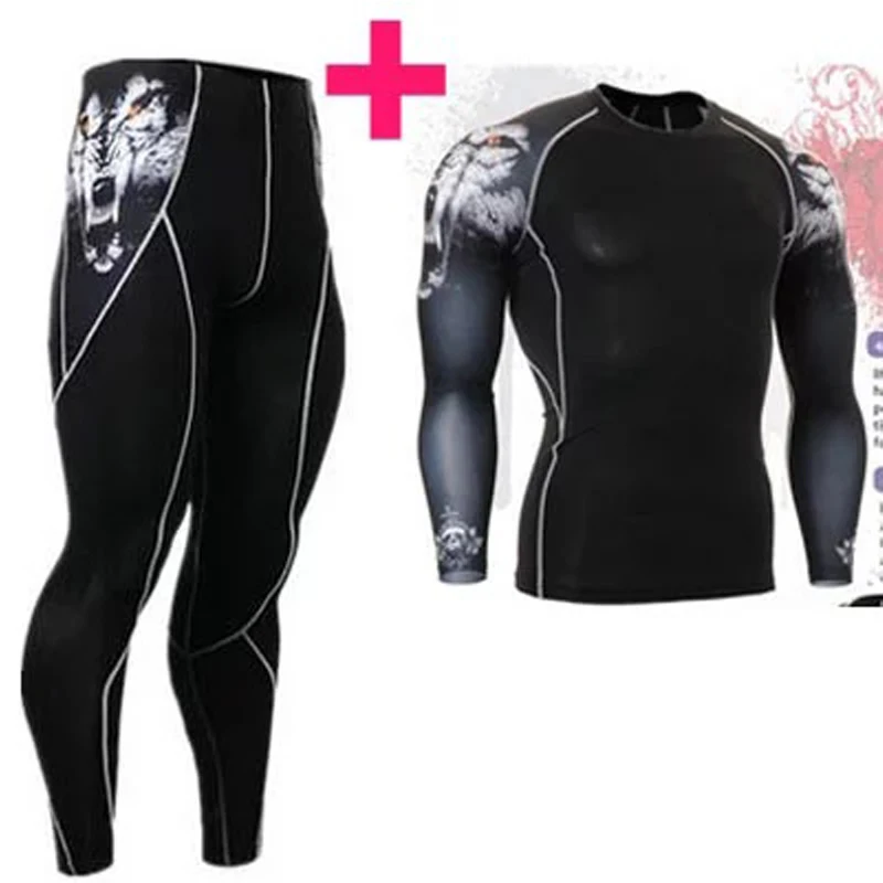 

New Casual Mens Compress Sets Tracksuit Outerwear long sleeve set tops and pants Fitness Sweat suits men Fashion clothing
