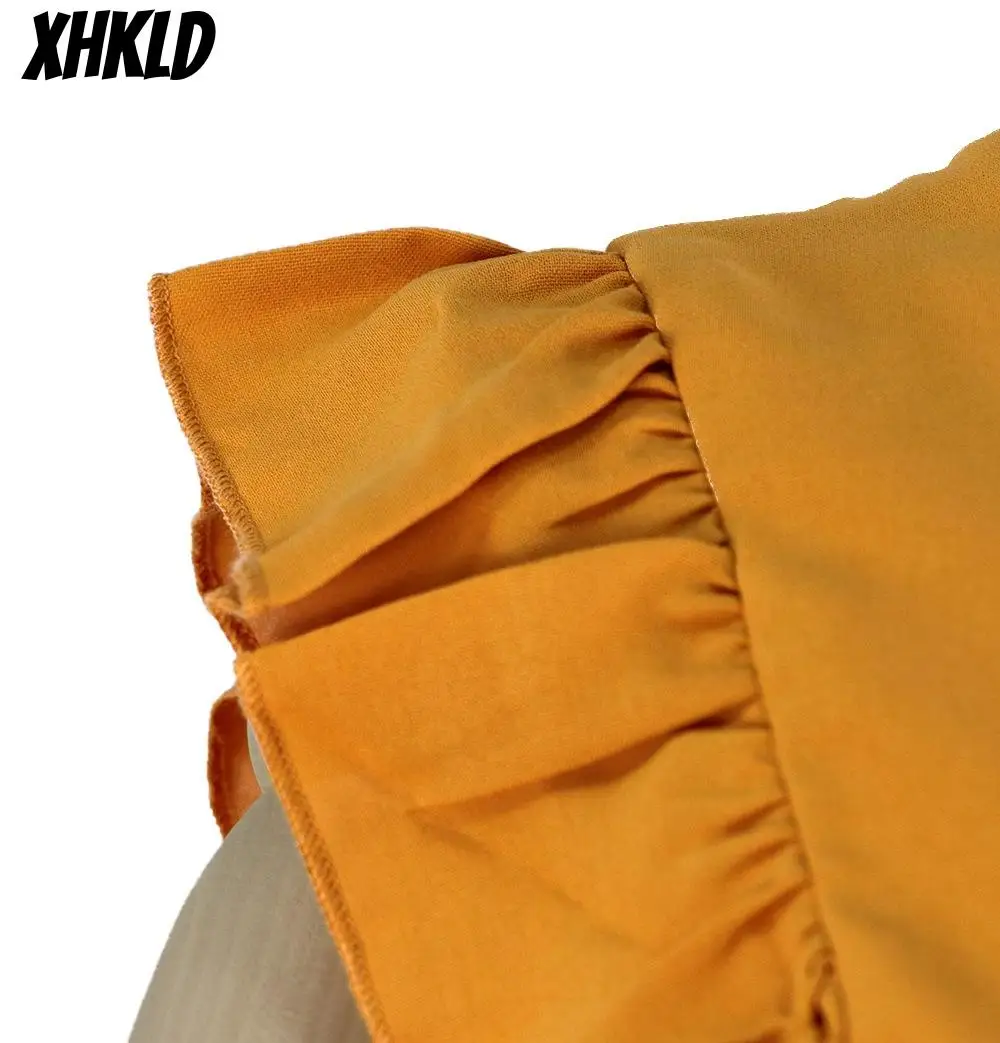 Xhcld сексуальное женское платье с оборками 2020 без рукавов Туника высокой талией