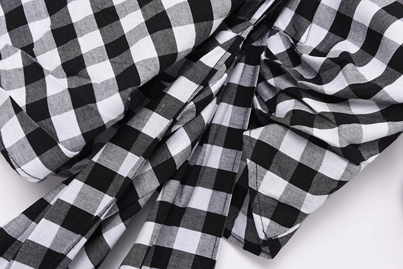 

[EAM] Women Black Big Size Plaid Sashes Blouse New Lapel Long Sleeve Loose Fit Shirt Fashion Tide Spring Autumn 2021 1DD6899