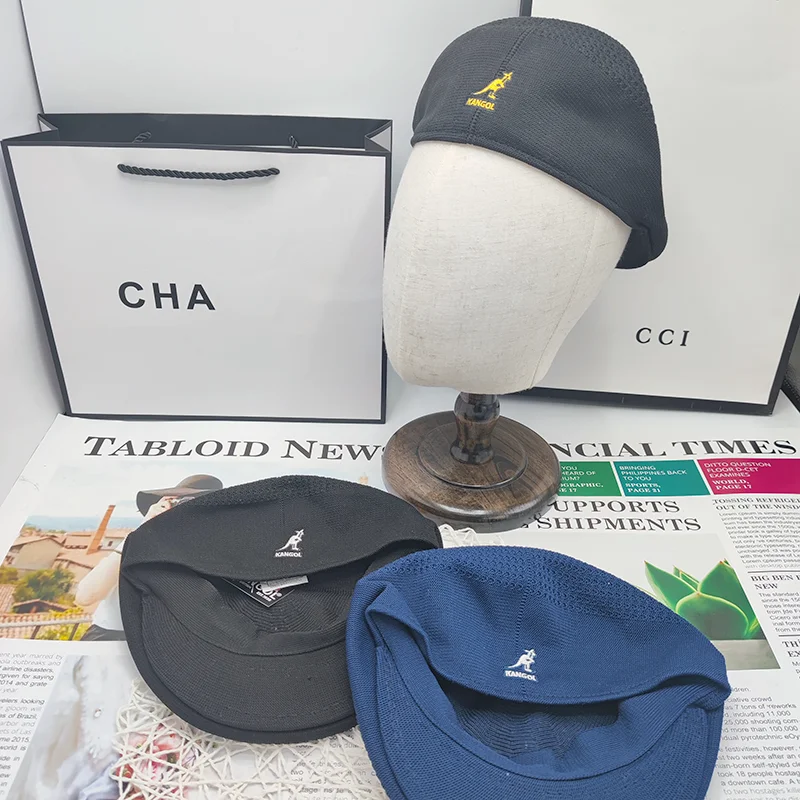 

New Mesh Kangaroo Beret Hat Women Korean Versatile Forward Hats Cool Walking Sun Hat Ladies Solid Color Summer Painter Hat Men