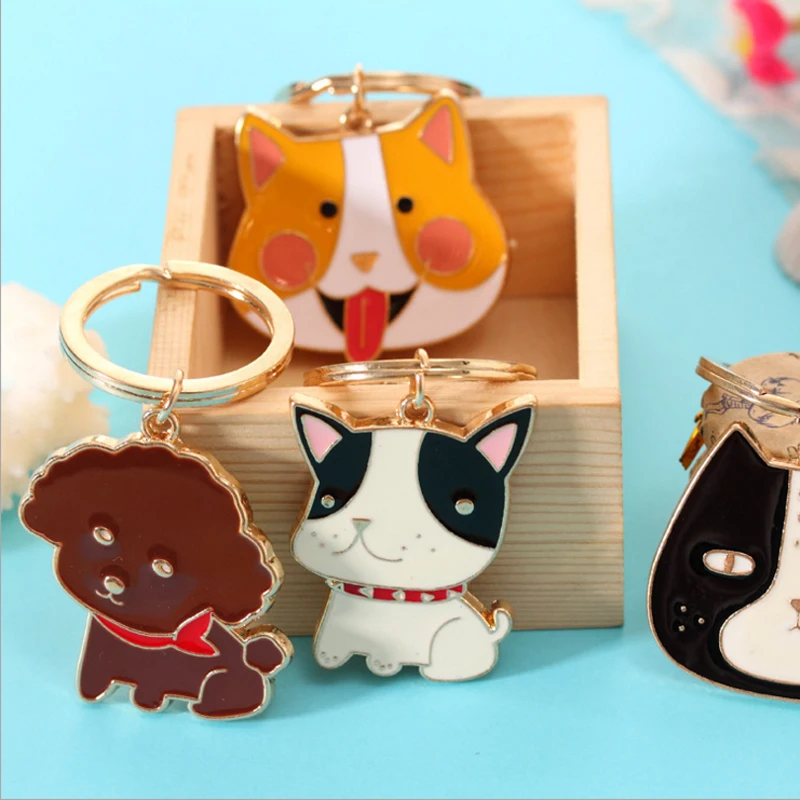 

Cute Animal Keychain Dog Black Cat Kitty Bear Crocodile Fox Key Chain Corgi Bulldog Keyring Accessories Pet Jewelry S3703
