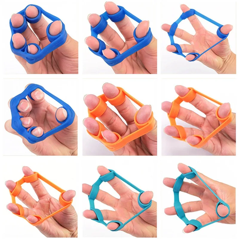 

Hand Finger Strength Exerciser Trainer Strengthener Grip Resistance Band Silicone Rubber Material