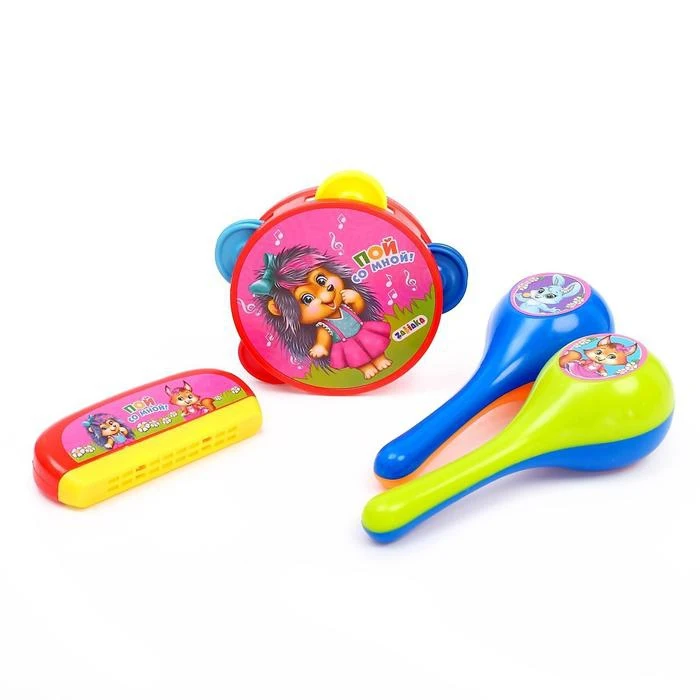 Набор музыкальных инструментов Пой со мной: бубен 2 маракаса губная