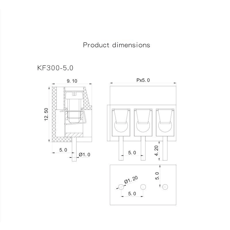 10 шт./лот KF300 2Pin 3pin 5 мм шаг PCB винтовая Клеммная колодка разъемы 250 В 16A 14-22AWG |