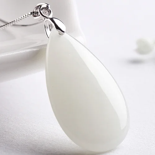 Authentic a goods Xinjiang and Tian Baiyu water drop pendant size female necklace natural jade | Украшения и аксессуары