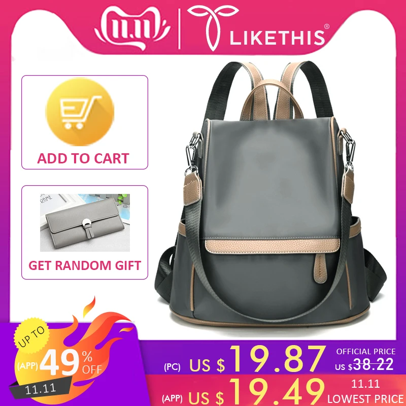 

LIKWTHIS Women Backpack For Men 2018 Waterproof Simple Style Backpack Women Oxford Leather Fashion Vintage Solid Mochila Escolar